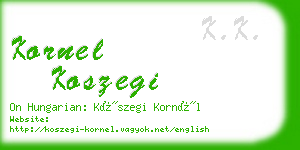 kornel koszegi business card